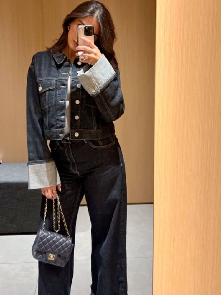Clara – Denim-Set mit Trucker-Jacke & Hoch taillierte Jeans