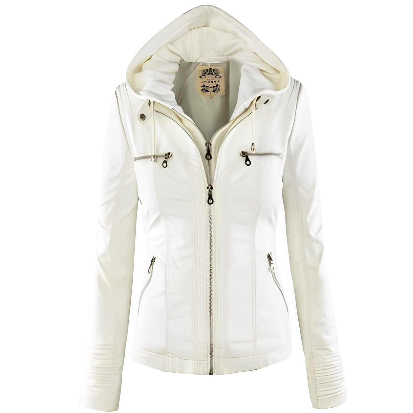 Janene - Bequeme, wetterfeste Lederjacke mit Kapuze für Damen