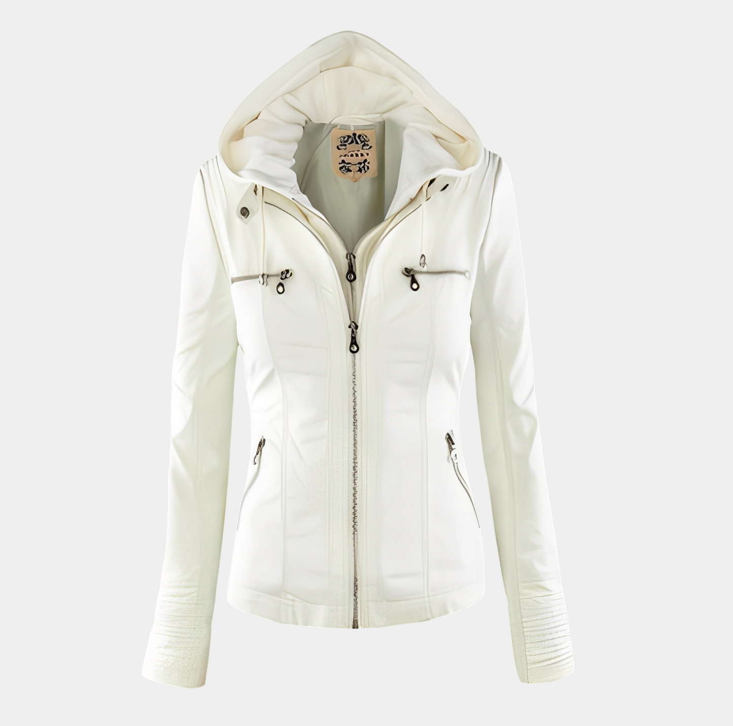 Jaylene - Moderne wasserdichte Damen-Lederjacke mit Kapuze