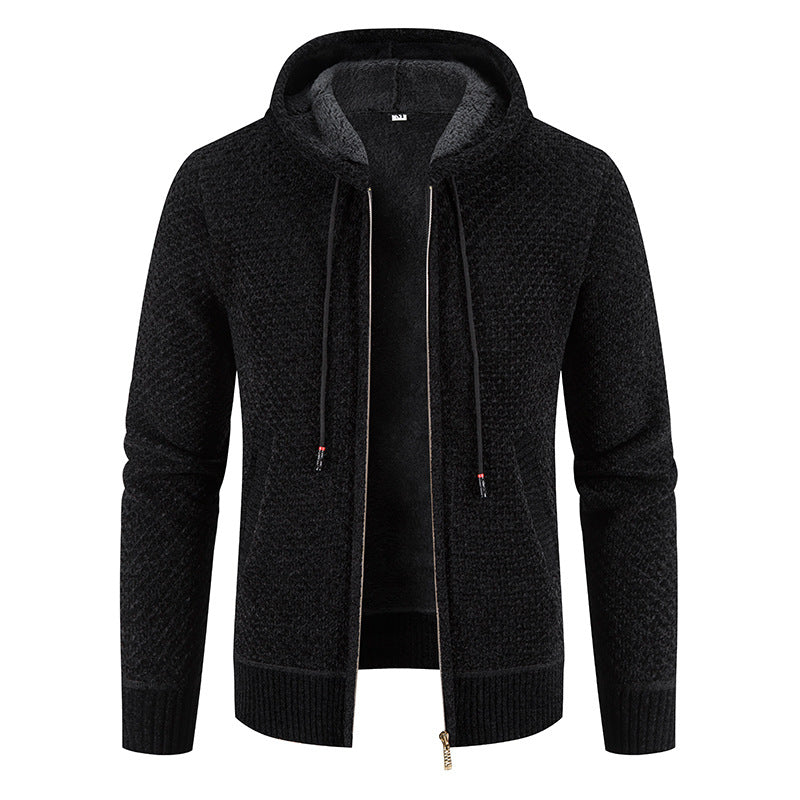 Roswell - Musterhafte Herren-Strickjacke mit Kapuze