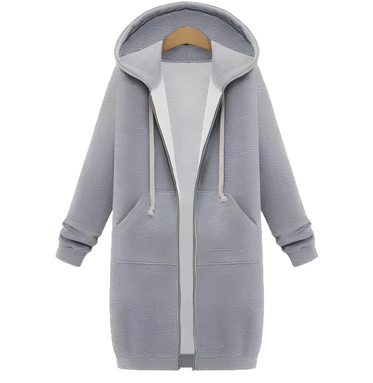 Jasmin - Bequeme, dicke Kapuzenjacke in knieumspielendem Design