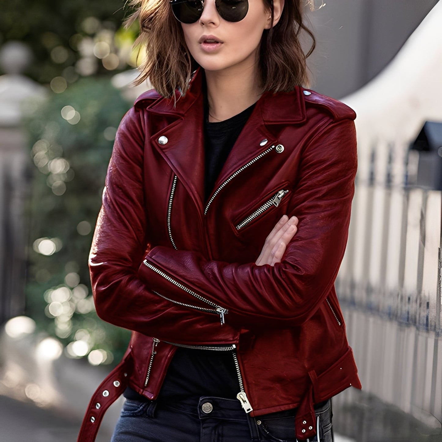 Miranda - Zeitlose Damenlederjacke mit Zipper