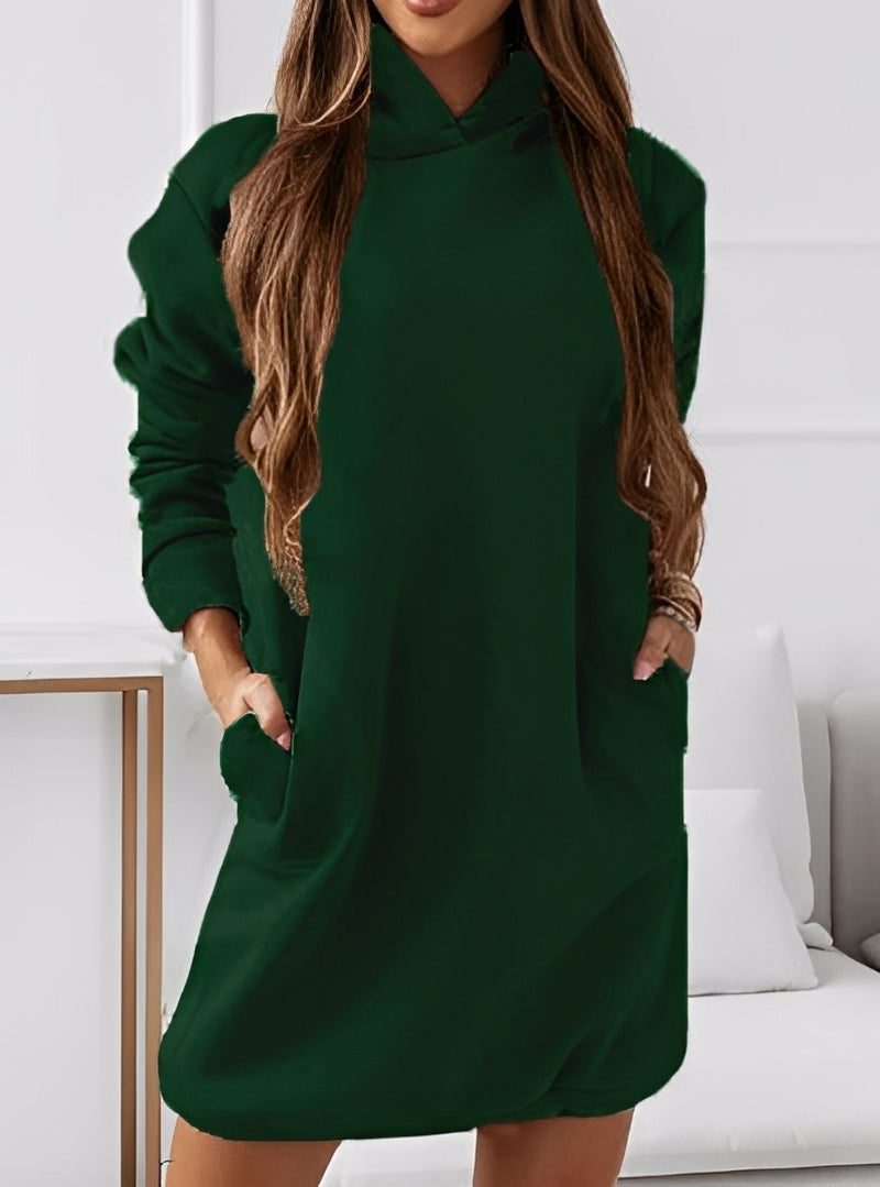 Michaela - Kurzes Damenkleid mit Kapuze, stilvoll