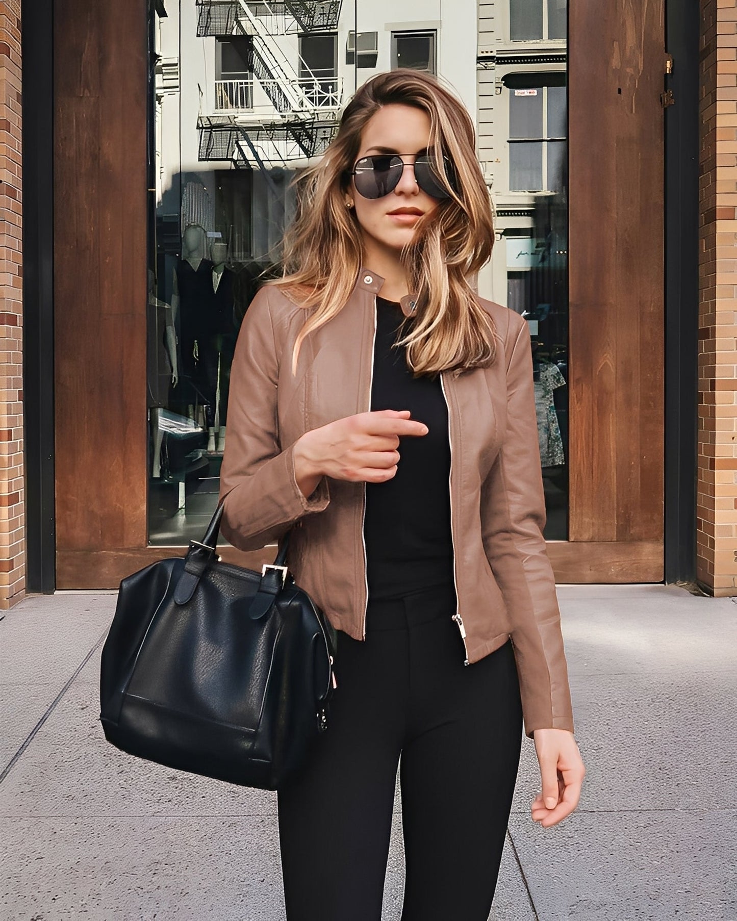 Ashlee - Modische, eng anliegende Damenlederjacke