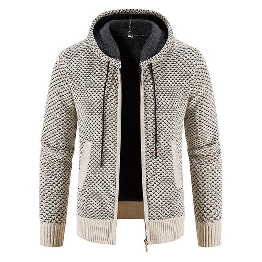 Roswell - Musterhafte Herren-Strickjacke mit Kapuze