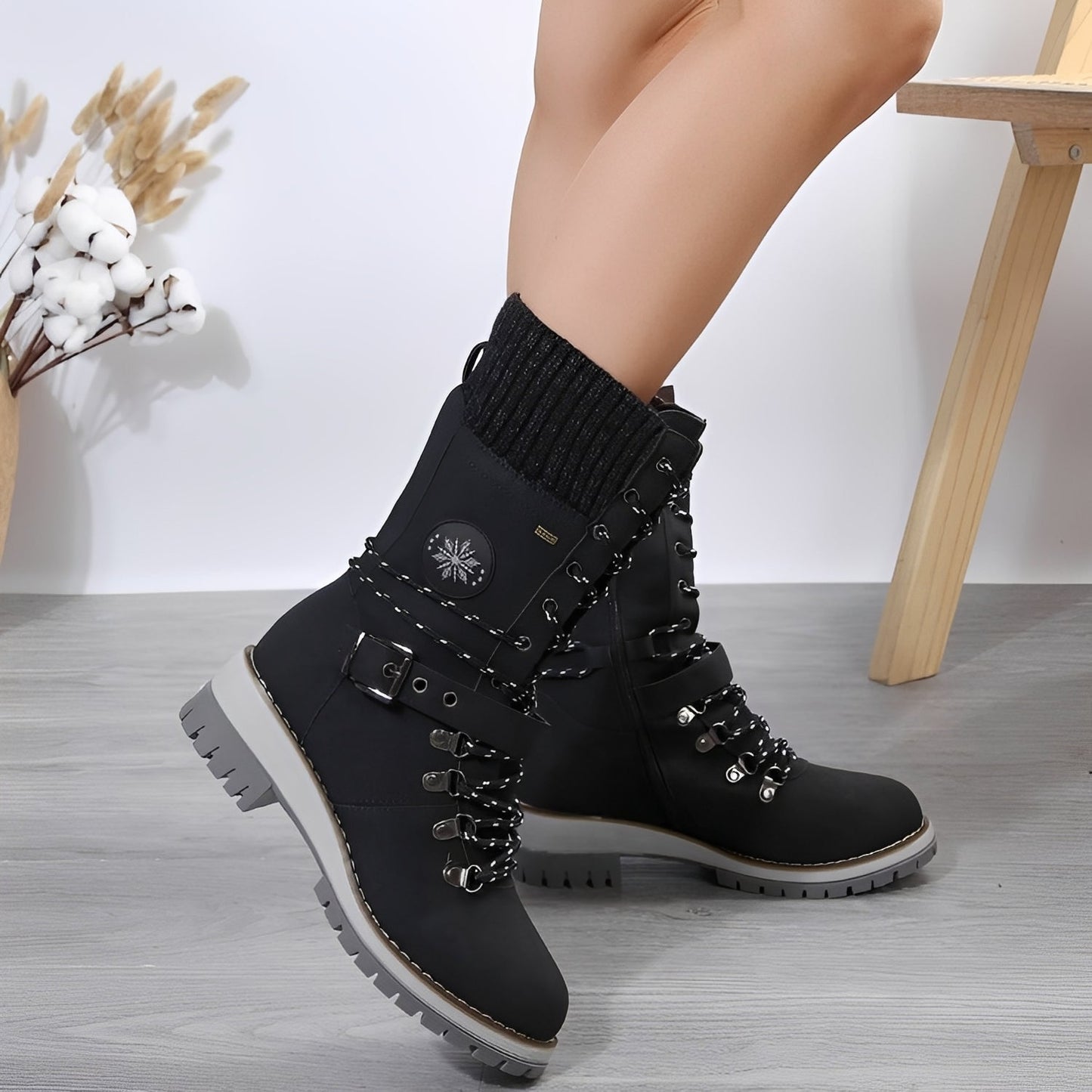 Maggie - Elegante Schneestiefel mit Strickbund für Damen