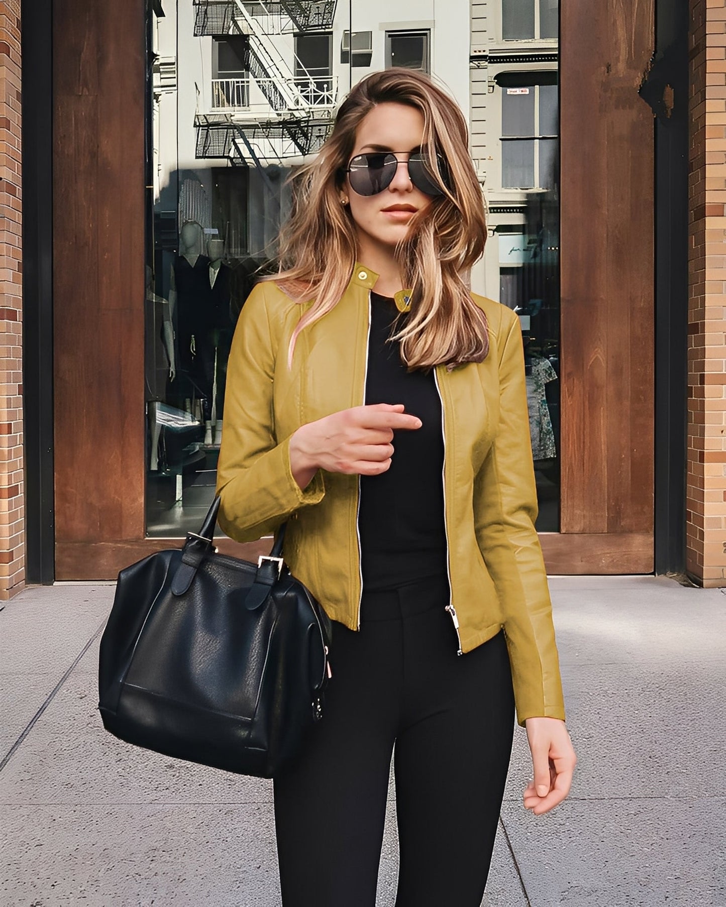 Ashlee - Modische, eng anliegende Damenlederjacke