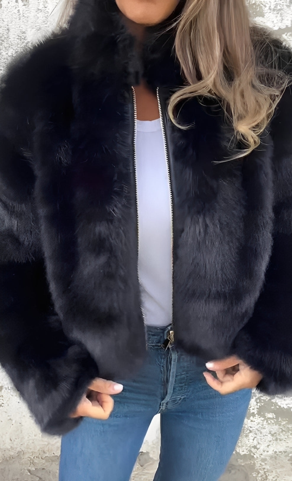 Amanda - Moderner Damen-Plüschmantel