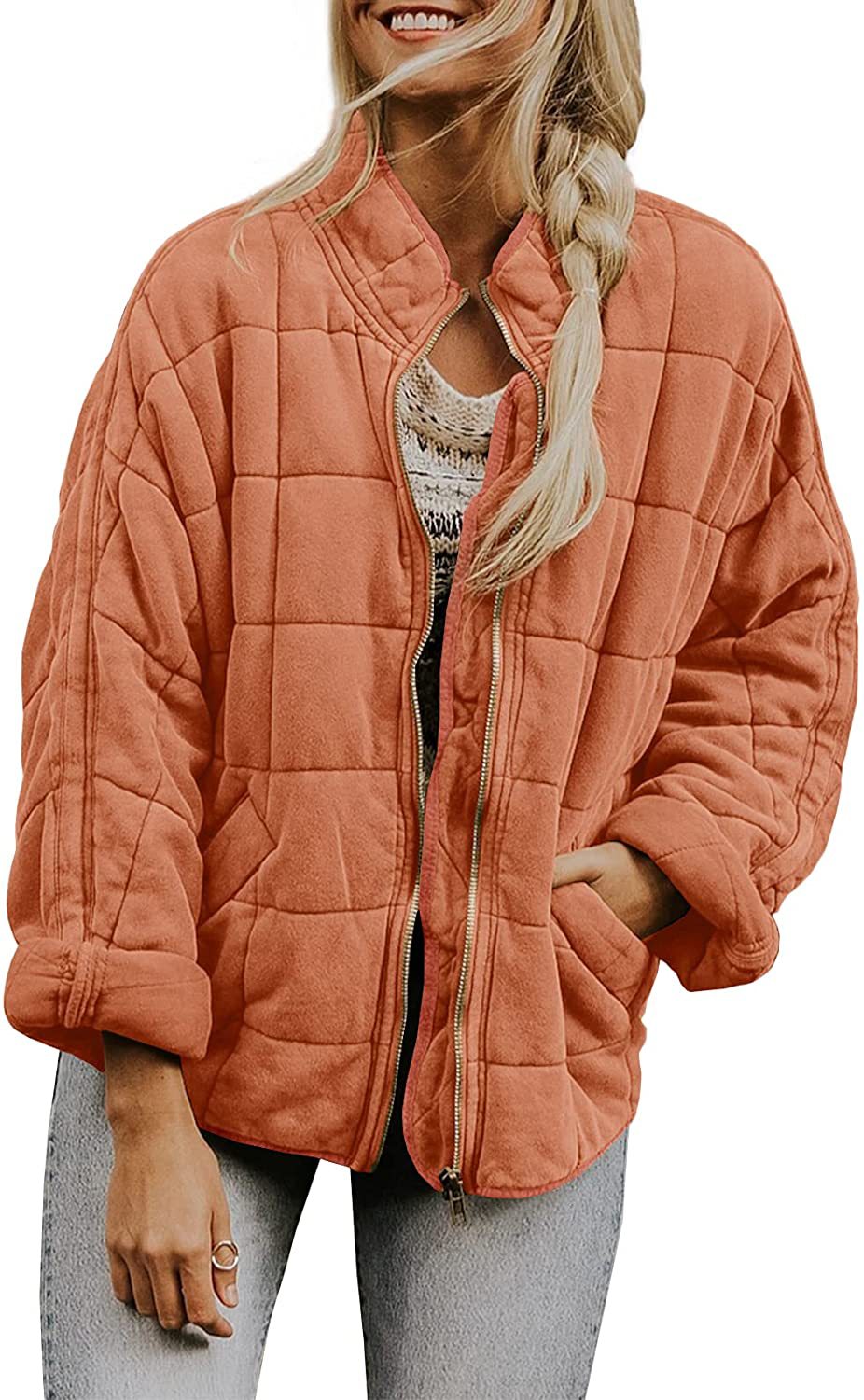 Wenona - Warme Karo-Jacke mit Taschen für Frauen