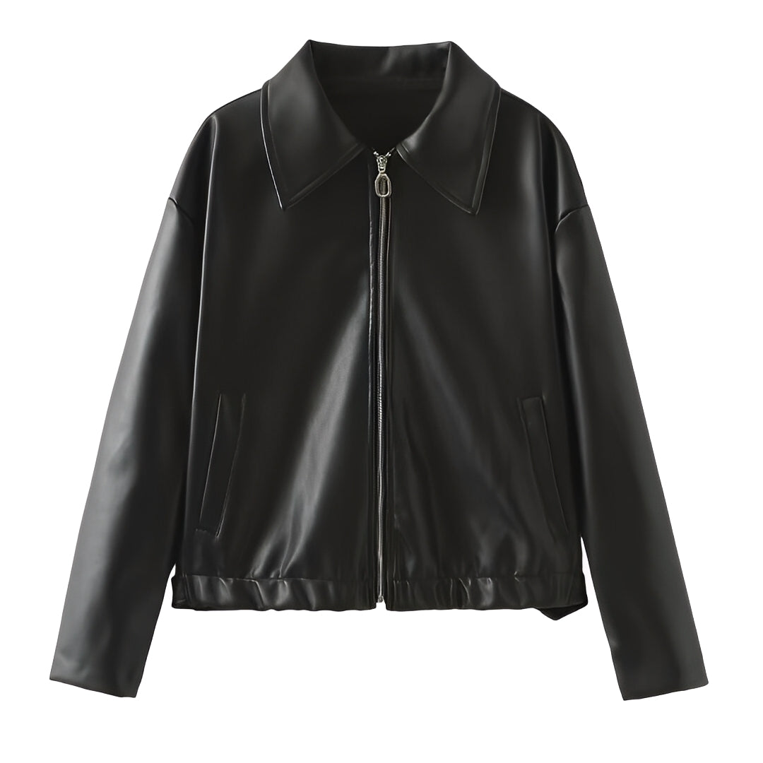 Lesley - Trendige Damen-Lederjacke mit Reißverschluss