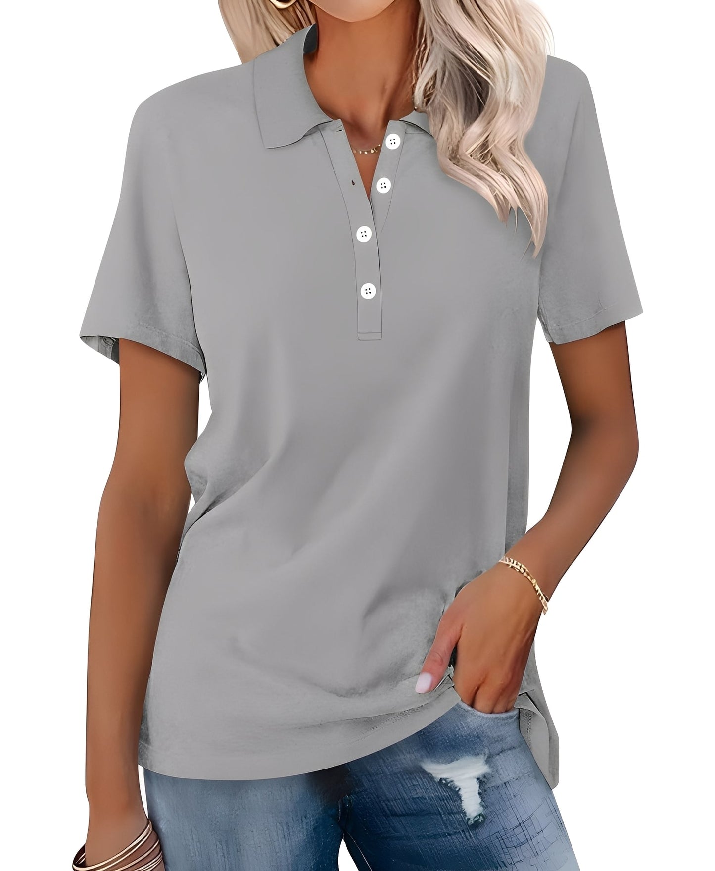 Glenna - Bequemes, eng geschnittenes Damen-Kurzarm-Poloshirt