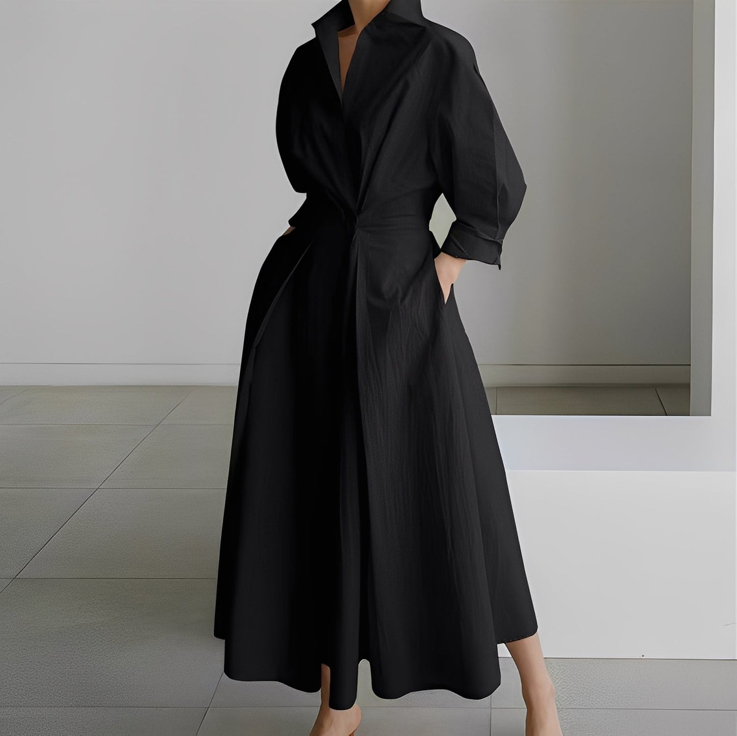 Lavina - Lässiges Langarmkleid mit Taschen für Damen