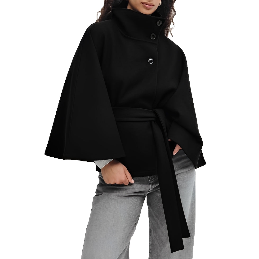 Carine - Damen-Wickeljacke mit hohem Kragen