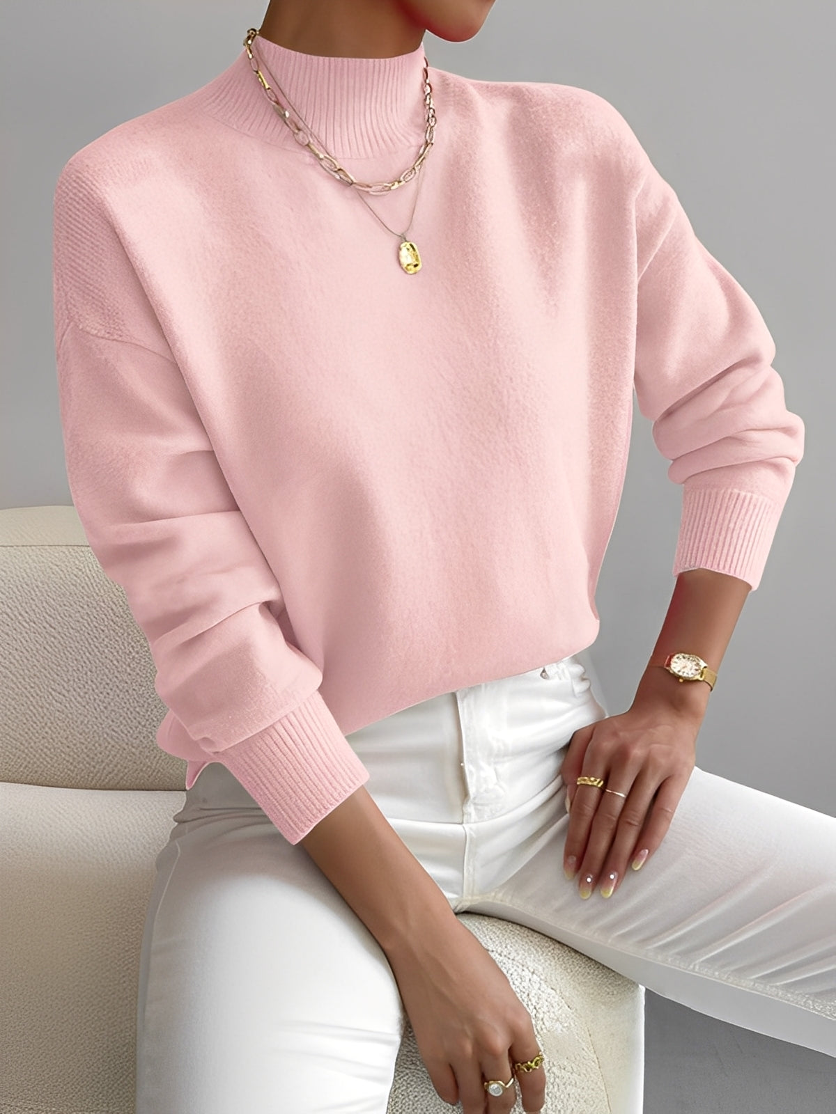 Roxana - Eleganter Damenpullover mit Stehkragen