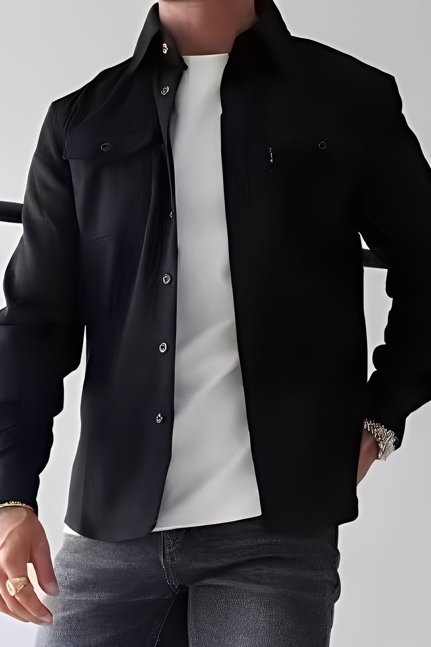 David - Lockeres Männerhemd mit Taschen