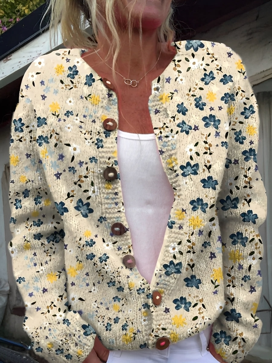 Kandace - Modische Damenstrickjacke mit Blumenmuster