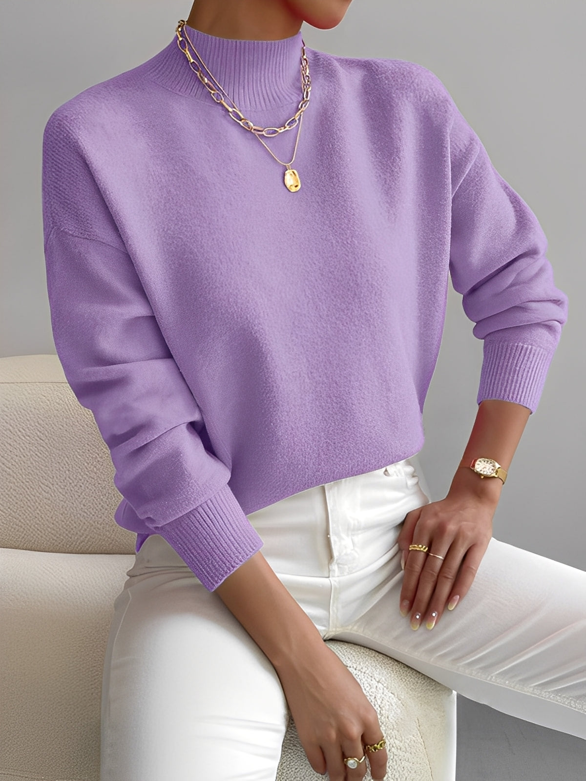 Roxana - Eleganter Damenpullover mit Stehkragen