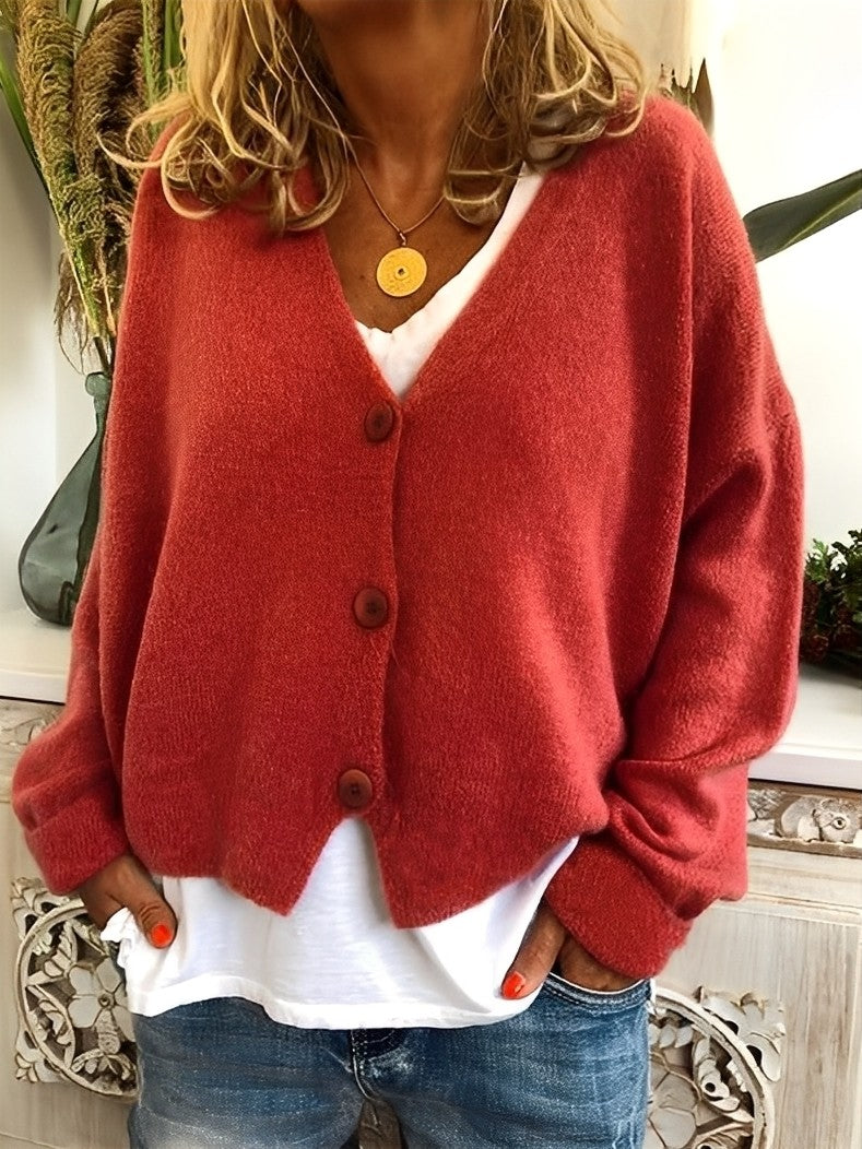 Evette - Bequeme Damenstrickjacke mit Knöpfen
