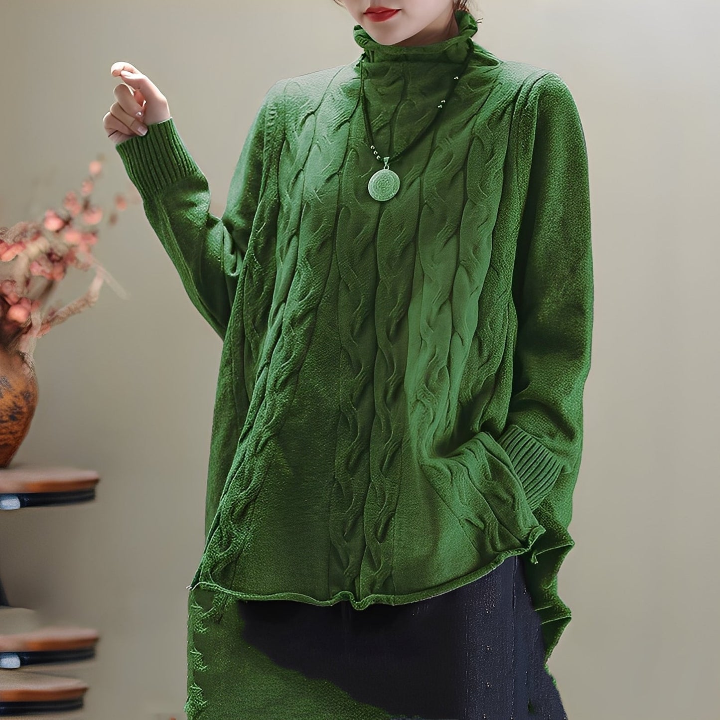 Merla - Bequemer Rollkragenpullover mit Seitenschlitz für Frauen