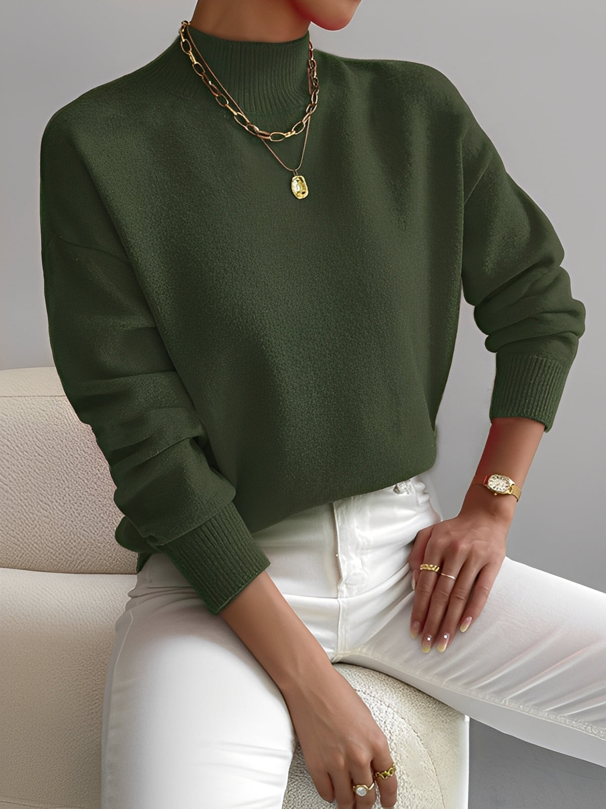 Roxana - Eleganter Damenpullover mit Stehkragen