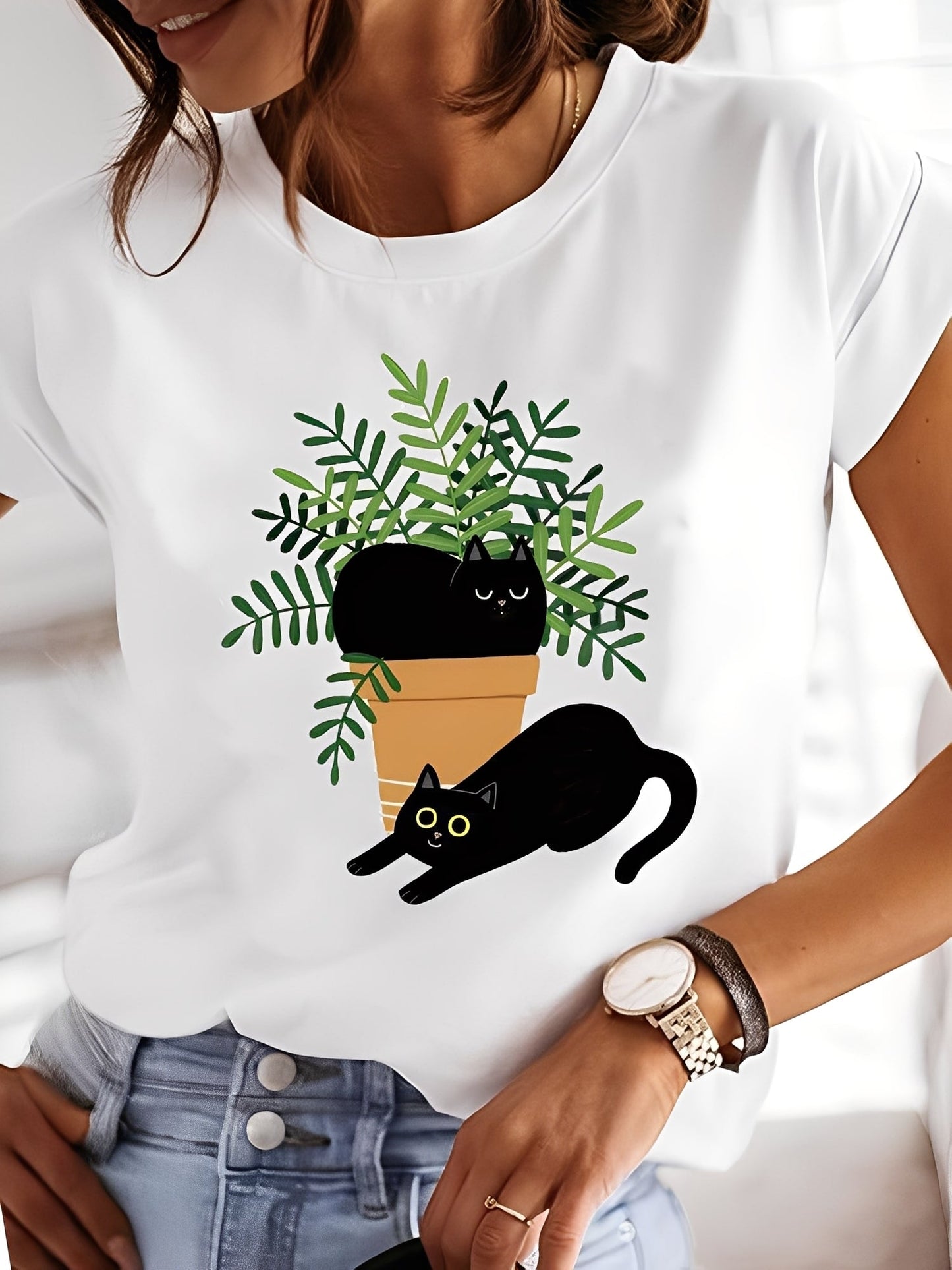 Annalise - Damen-Shirt mit Mustern und kurzen Ärmeln