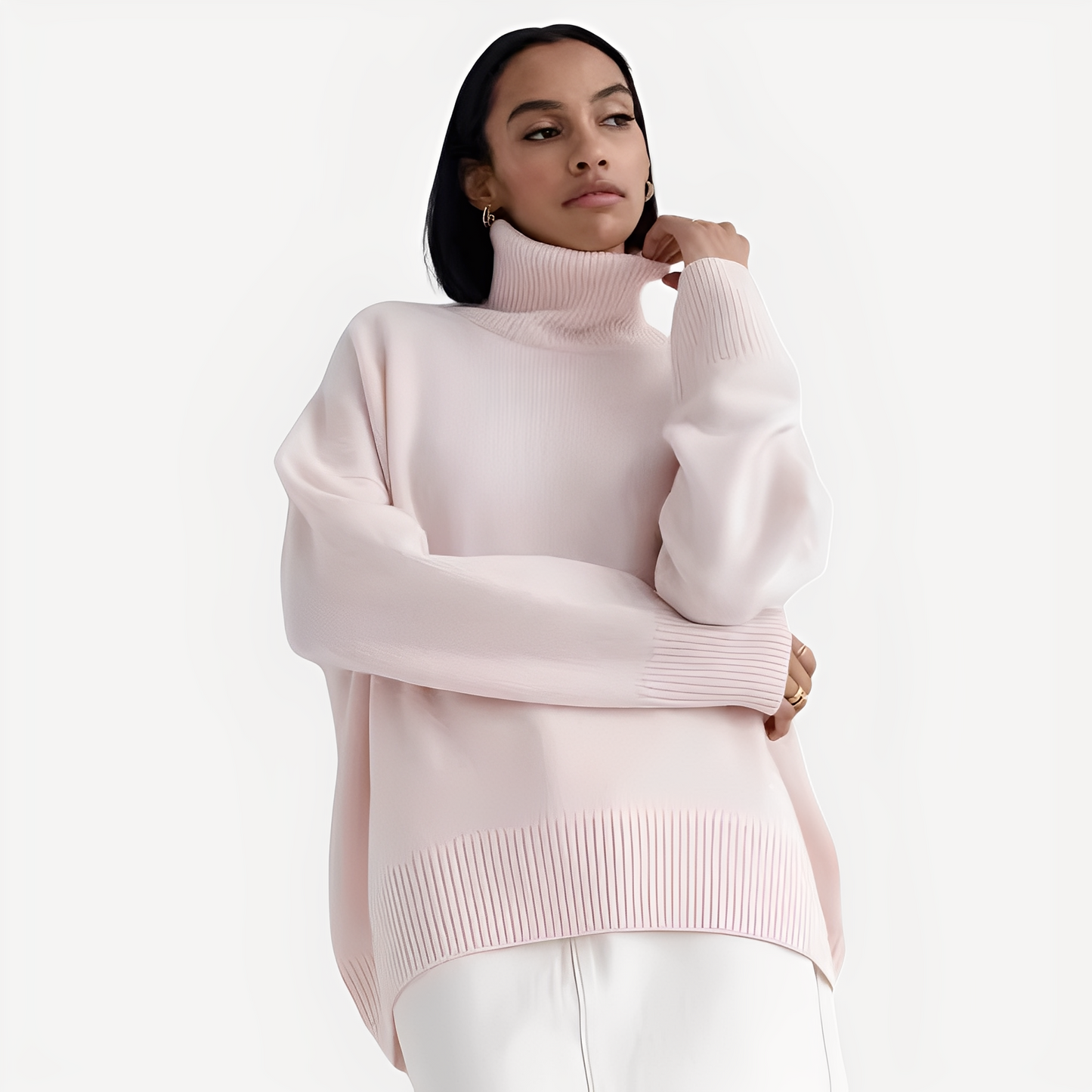 Margery - Damenpullover mit weitem Schnitt und hohem Kragen