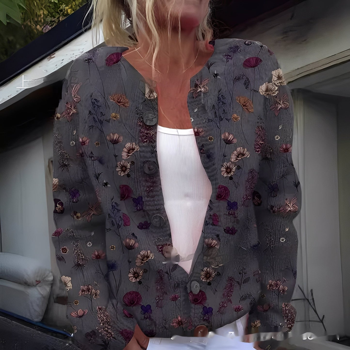 Wilda - Warmer und eleganter Damen-Cardigan mit Blumenmuster