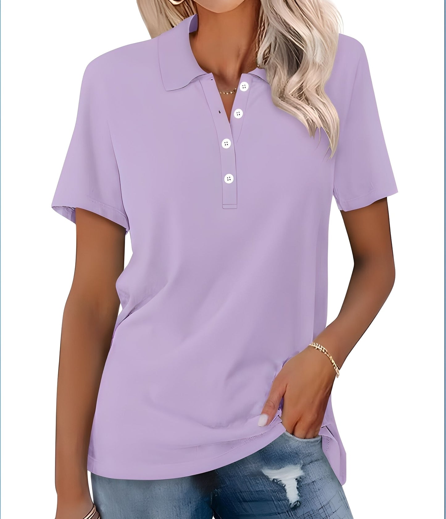 Glenna - Bequemes, eng geschnittenes Damen-Kurzarm-Poloshirt