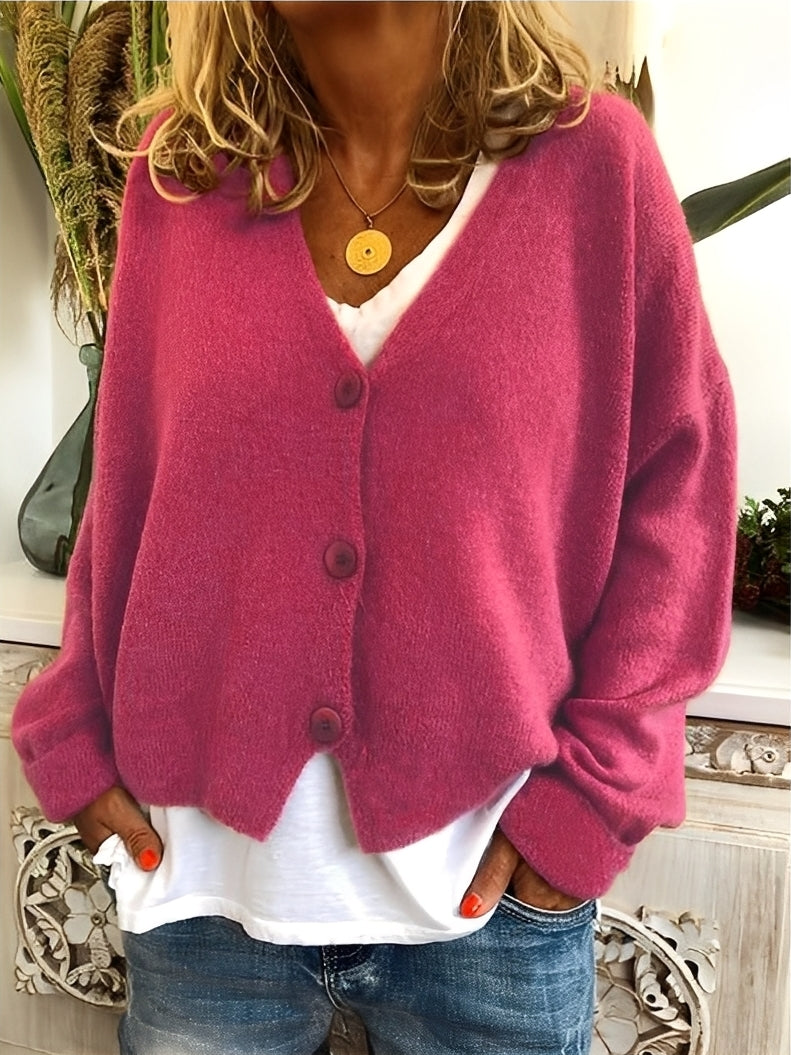 Evette - Bequeme Damenstrickjacke mit Knöpfen