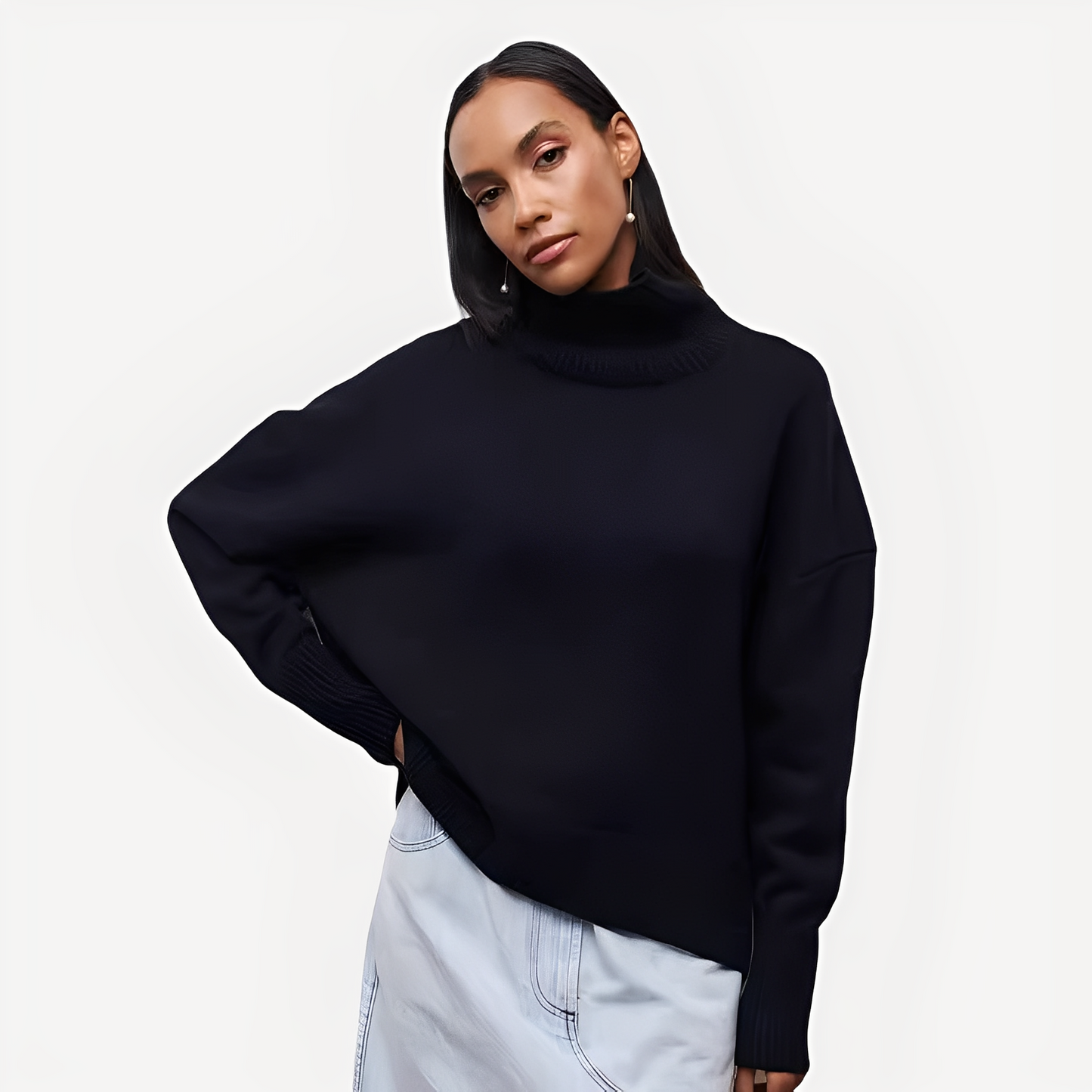 Margery - Damenpullover mit weitem Schnitt und hohem Kragen