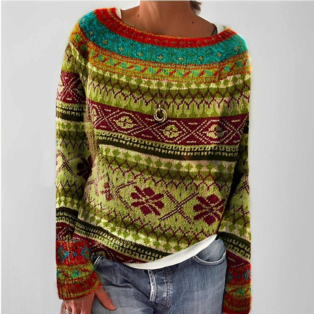 Christiana - Klassischer Damenpullover mit Motiv