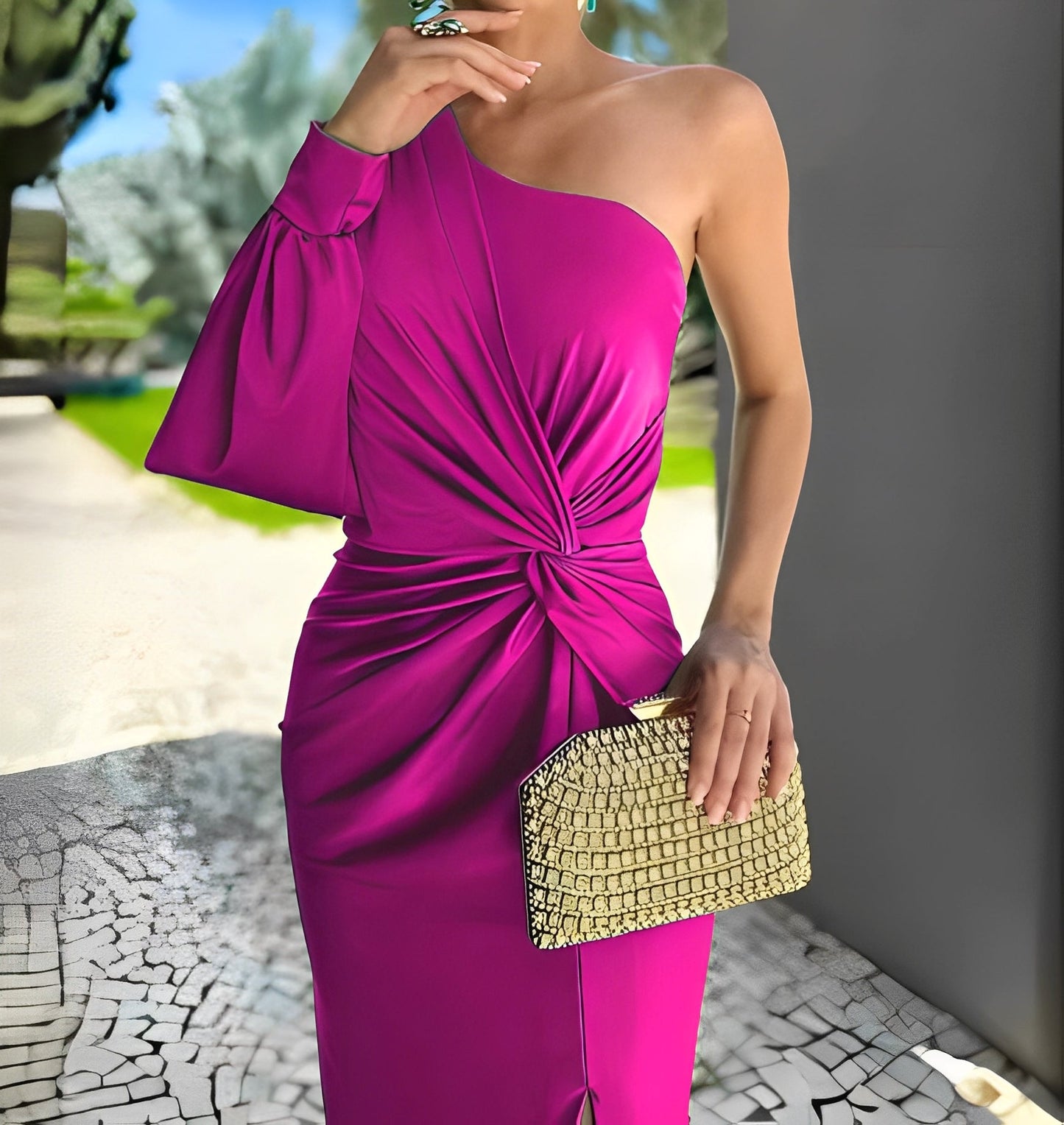 Pauline - Schickes, drapiertes One-Shoulder-Damenkleid