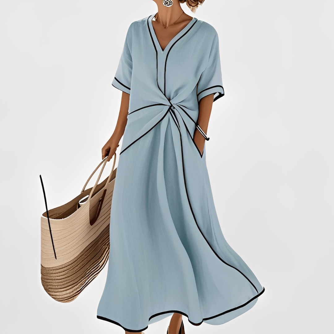 Thérèse – Elegantes und weit geschnittenes gestreiftes Damenkleid