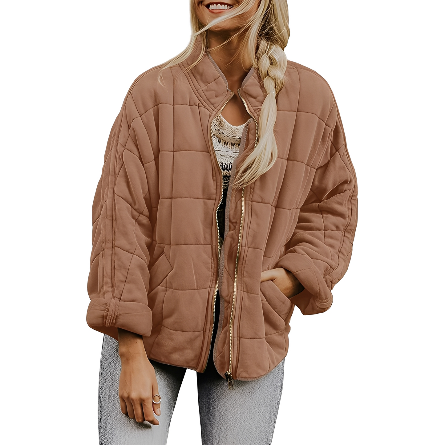 Luana - Frauenjacke mit leichtem Steppdesign und Taschen