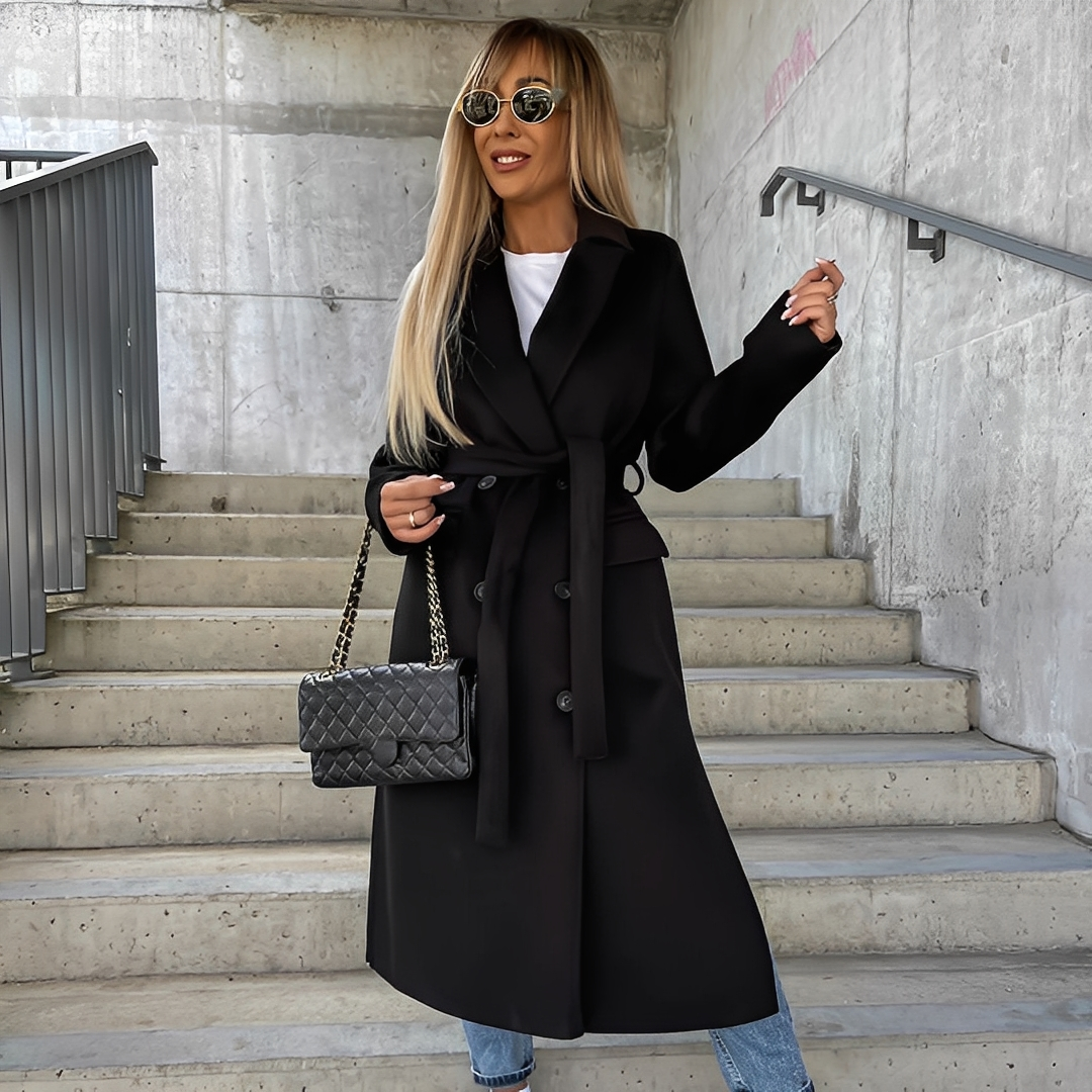 Lydie - Damen-Trenchcoat mit langen Ärmeln im traditionellen Stil