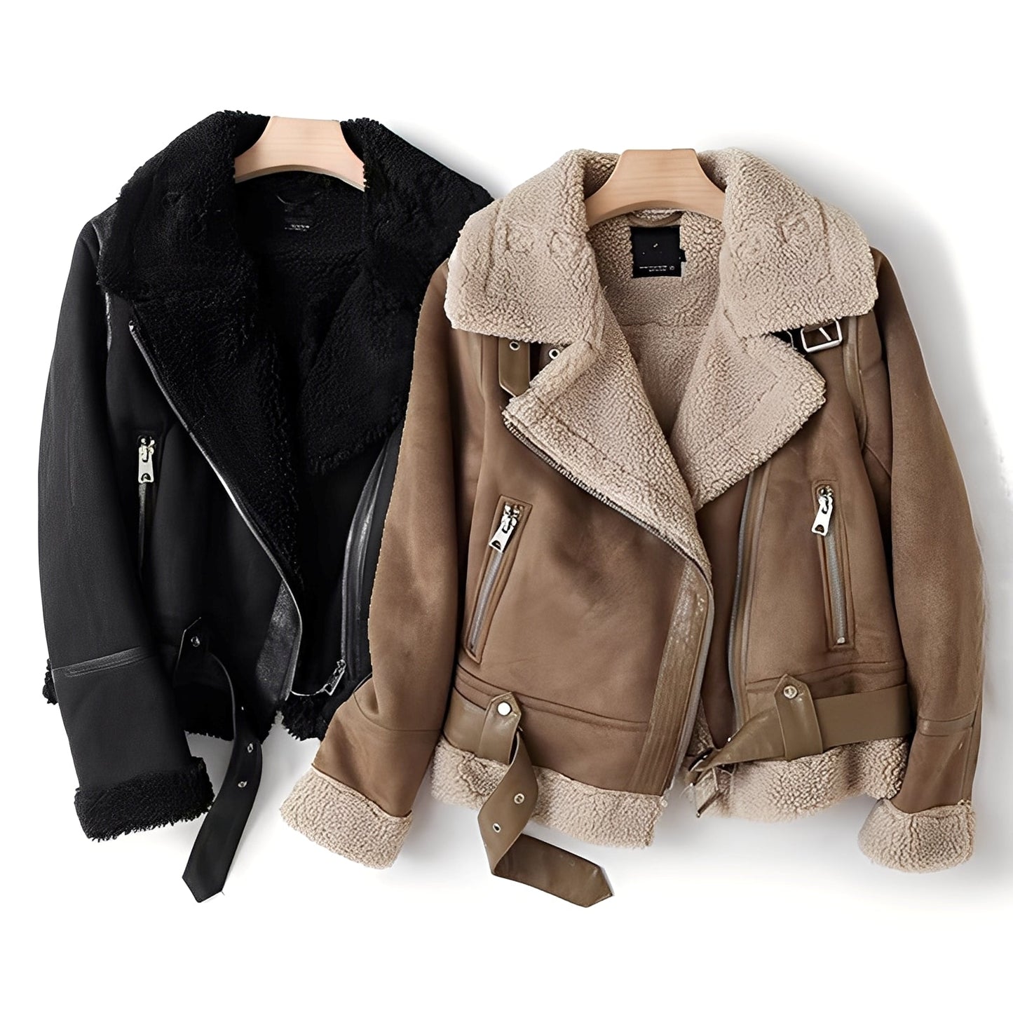 Yasmine - Warme Damen-Bikerjacke mit Schaffell