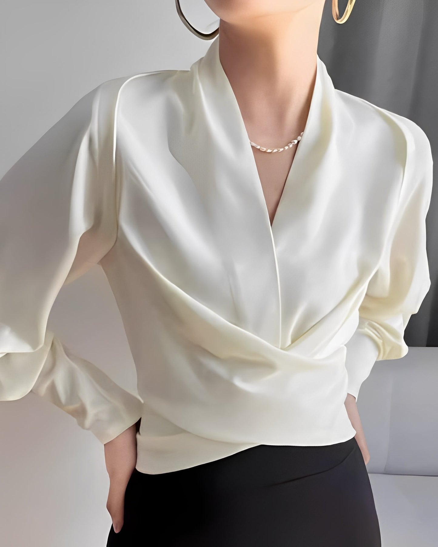 Annora - Schicke langärmelige Satinbluse für Damen