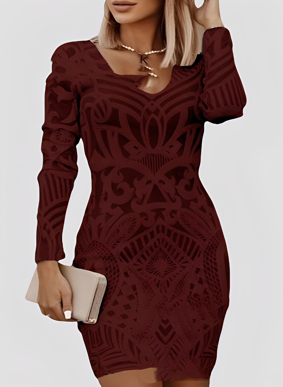 Caitlyn - Stilvolles Damenkleid mit langen Ärmeln und enger Passform