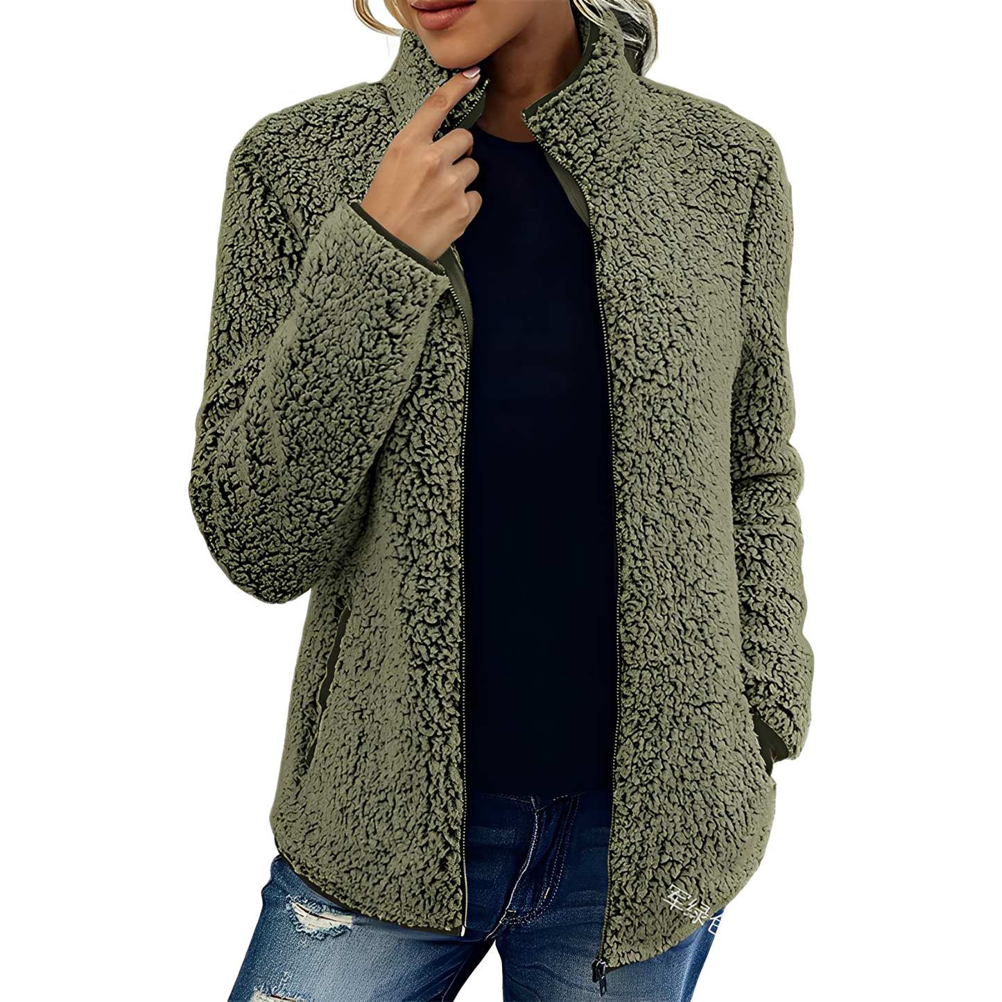 Alethea - Eleganter Damenmantel aus Fleece-Samt