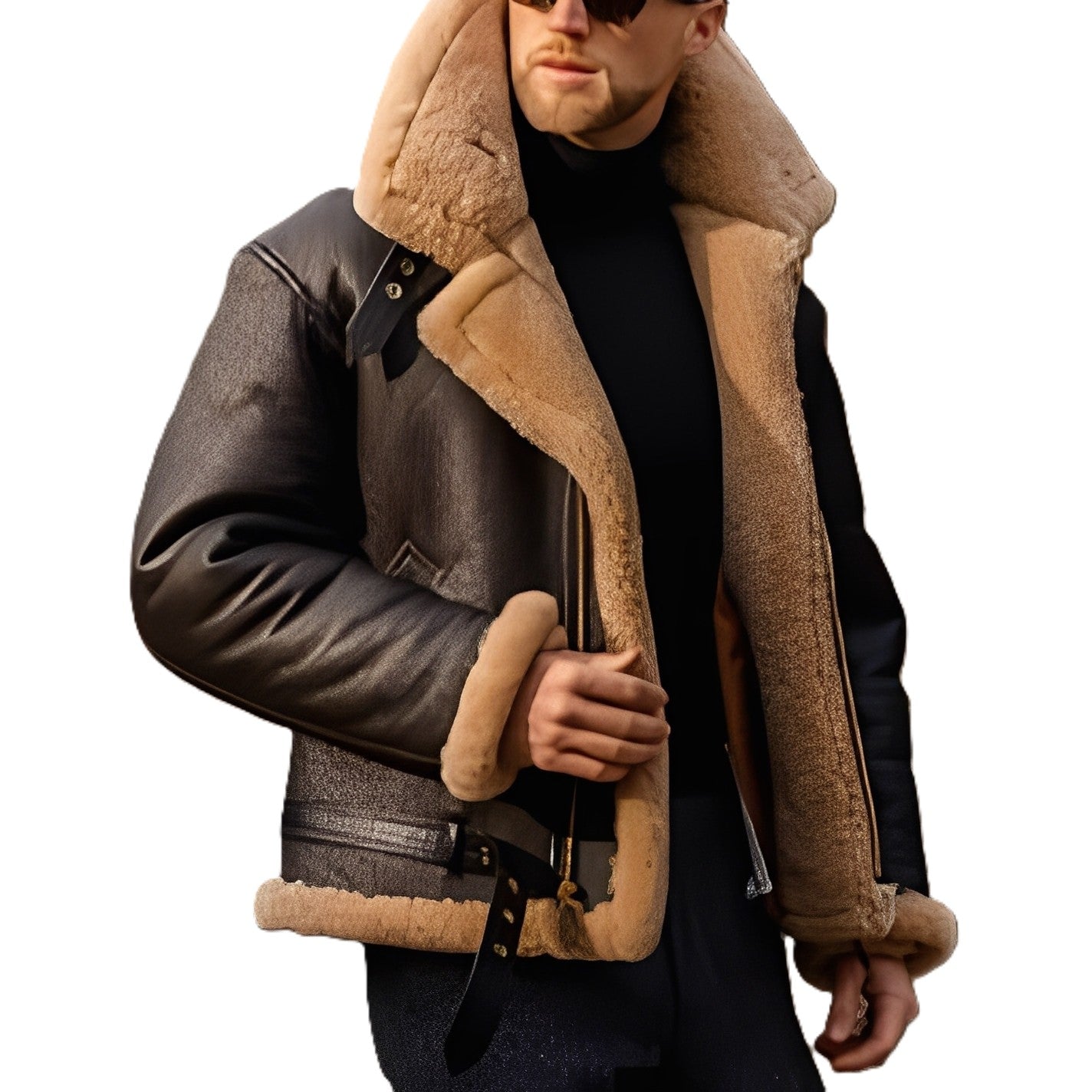 Jeffrey - Elegante Herren-Lederjacke mit warmem Sherpa-Futter