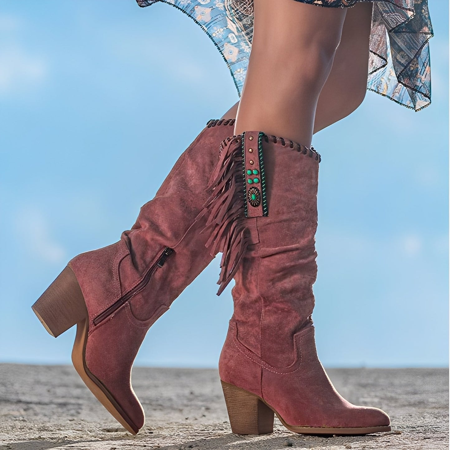 Ronnette - Bequeme Cowboystiefel aus Leder für Damen
