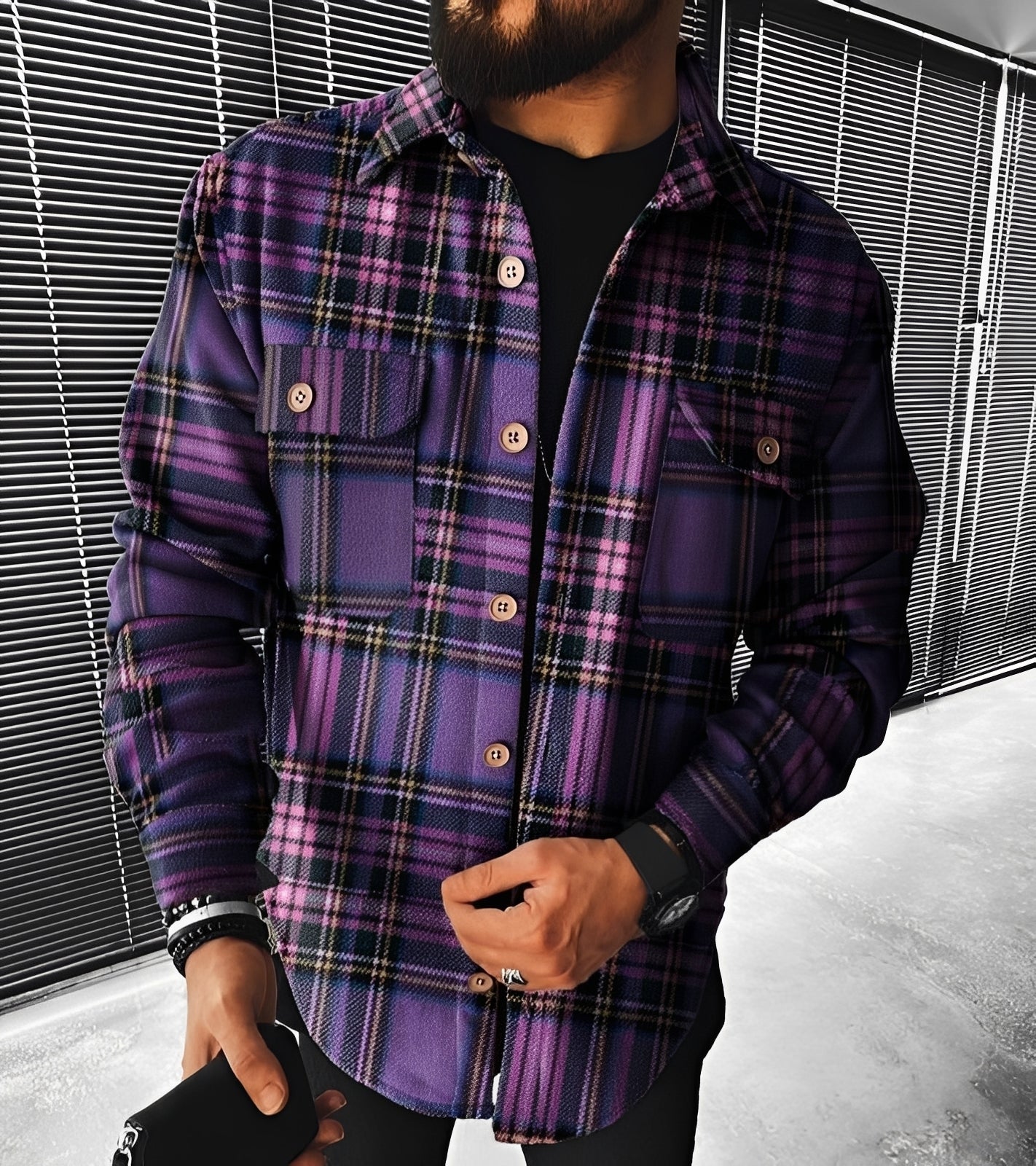 Eugene - Elegantes kariertes Herren-Langarmhemd