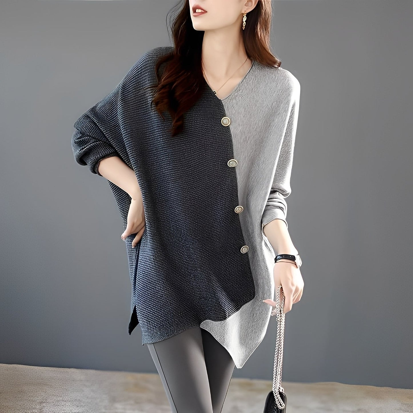 Madilynn - Bequemer Damenpullover mit Patch-Design