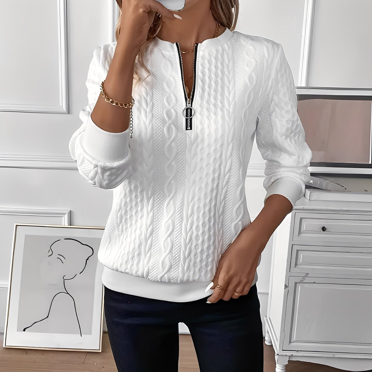 Chesley – Damen-Stricktop mit Reißverschluss im trendigen Look