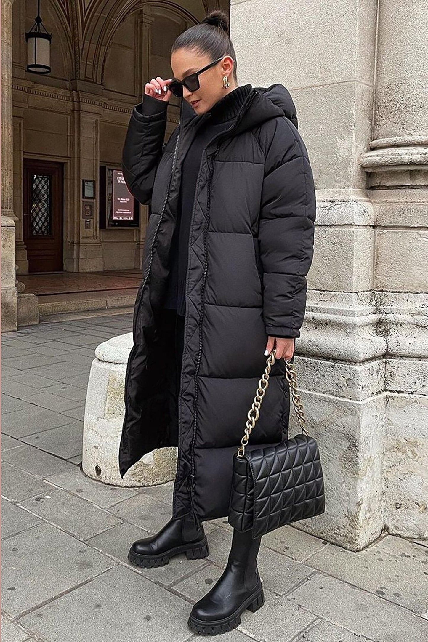 Khloe - Warmer, langer, gepolsterter Wintermantel für Frauen