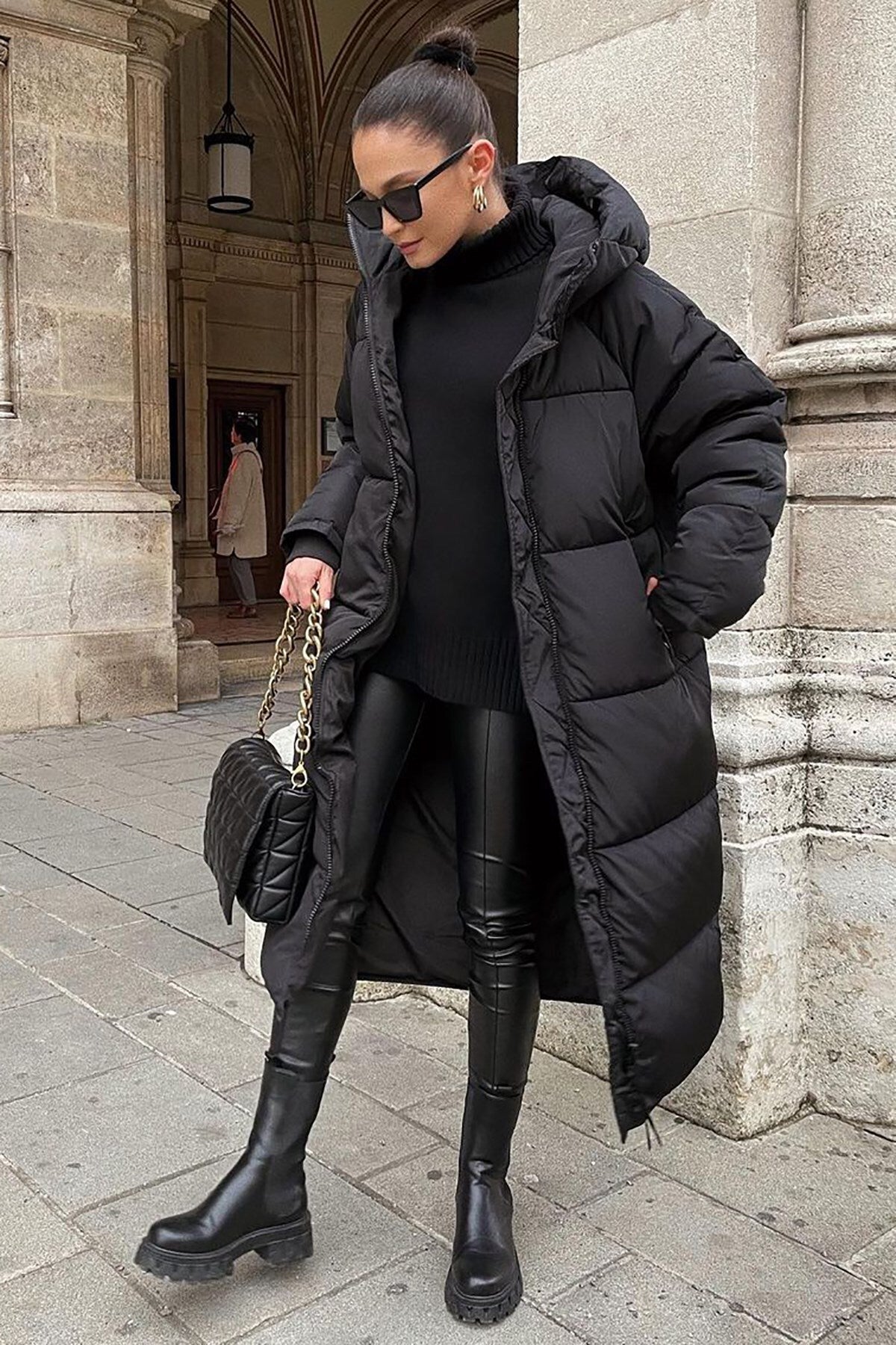 Khloe - Warmer, langer, gepolsterter Wintermantel für Frauen
