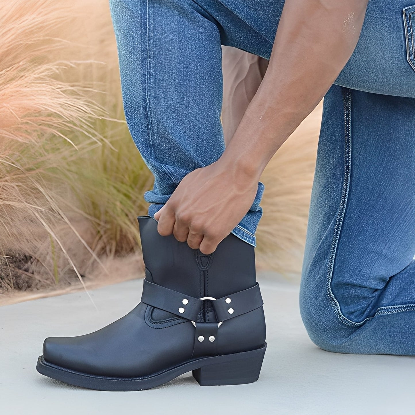 Elsdon - Klassische kurze Lederstiefel für Männer