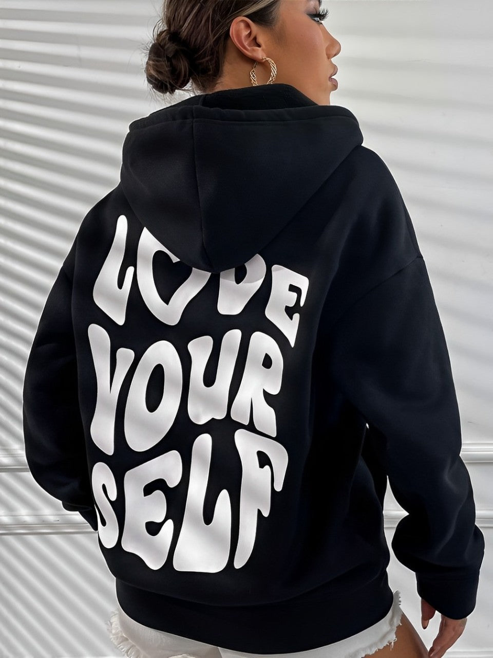 Daria – Bedruckter Baumwoll-Hoodie