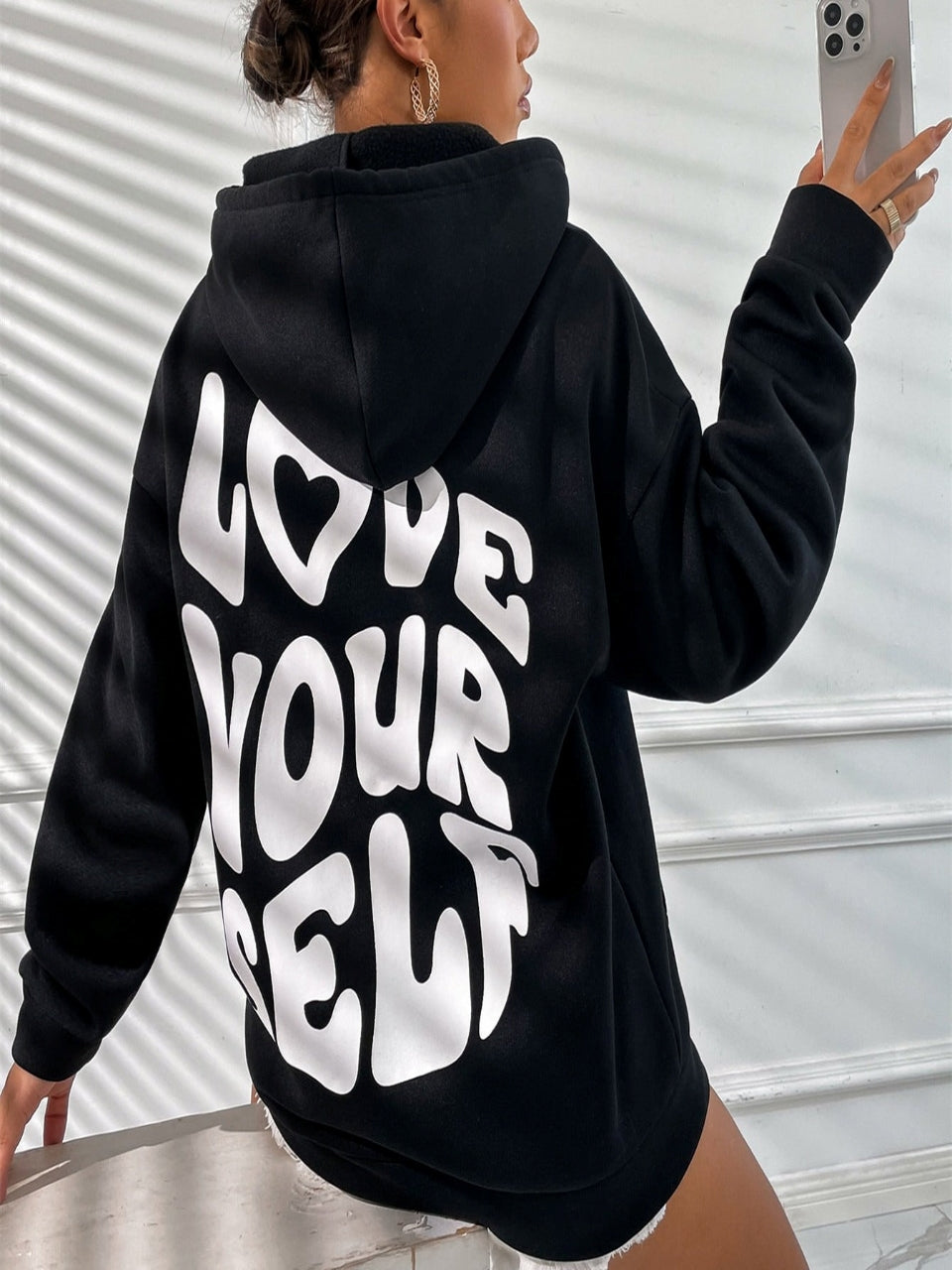 Daria – Bedruckter Baumwoll-Hoodie