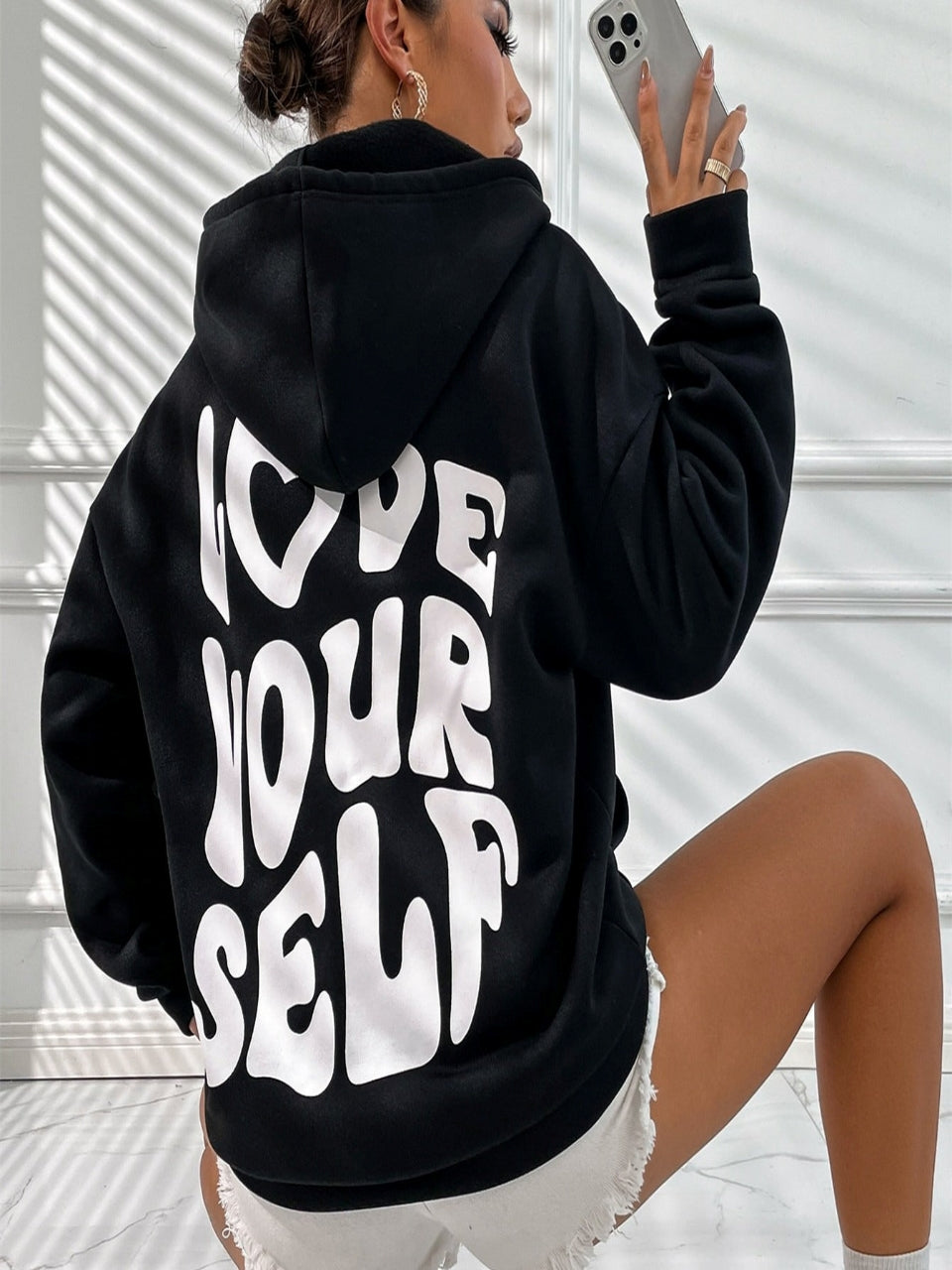 Daria – Bedruckter Baumwoll-Hoodie